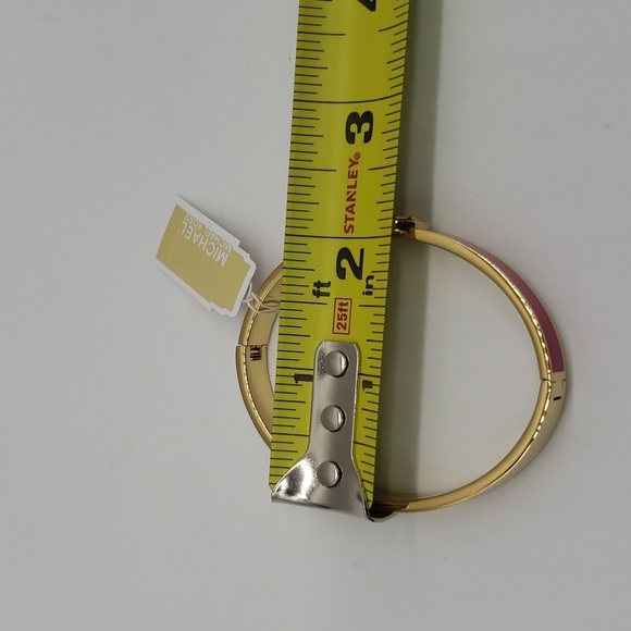 1191- MICHAEL Michael Kors Haute Gold Enamel Fuchia Color Bangle Bracelet NWT - Picture 6 of 8
